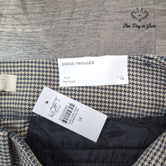 Loft Mid Rise Dress Trouser Pants Size 14 - Picture 2 of 6